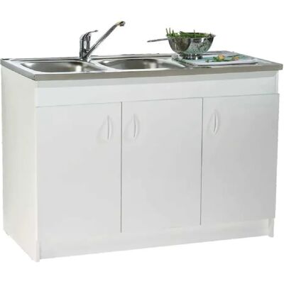 Neova S12N03140 Meuble sous-évier 1400x600x822 mm 3 portes blanc - Publicité Neova S12N03140 Meuble sous-évier 1400x600x822 mm 3 portes blanc - Publicité