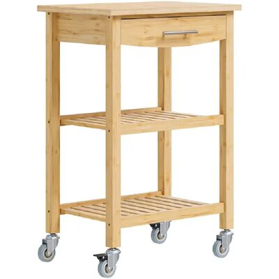 SoBuy chariot de cuisine avec tiroir en bambou naturel 58x40x86 cm FKW135-N - Publicité SoBuy chariot de cuisine avec tiroir en bambou naturel 58x40x86 cm FKW135-N - Publicité