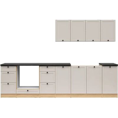 Pegane Cuisine complète 300 cm,Ensemble de meuble de cuisine, plan de travail coloris noir inclus - Publicité Pegane Cuisine complète 300 cm,Ensemble de meuble de cuisine, plan de travail coloris noir inclus - Publicité