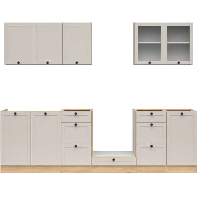 Pegane Cuisine complète 260 cm,Ensemble de meuble de cuisine, plan de travail non inclus - Publicité Pegane Cuisine complète 260 cm,Ensemble de meuble de cuisine, plan de travail non inclus - Publicité