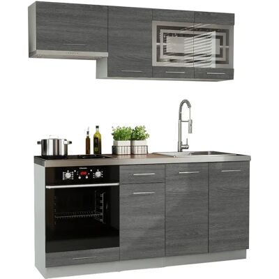 Tendance DUSINE Cuisine Giovanna 6 éléments - Bois Grisé - Publicité Tendance DUSINE Cuisine Giovanna 6 éléments - Bois Grisé - Publicité