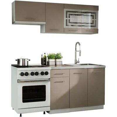 Tendance Cuisine DUSINE Giovanna - Taupe Mat - 1m80 - Publicité Tendance Cuisine DUSINE Giovanna - Taupe Mat - 1m80 - Publicité
