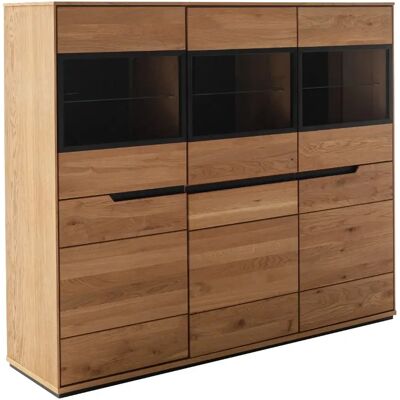 Pegane Buffet haut 3 portes avec vitrines coloris Chêne sauvage - L. 153 x P. 41 x H. 129 cm - Publicité Pegane Buffet haut 3 portes avec vitrines coloris Chêne sauvage - L. 153 x P. 41 x H. 129 cm - Publicité