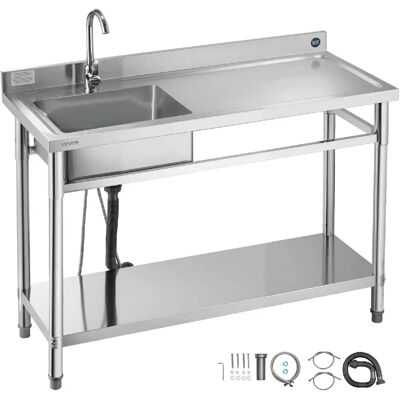 VEVOR SS1200-1 - Acier inoxydable 120x50x94 cm - Cuve unique gauche - Robinet 360° eau chaude/froide - Publicité VEVOR SS1200-1 - Acier inoxydable 120x50x94 cm - Cuve unique gauche - Robinet 360° eau chaude/froide - Publicité