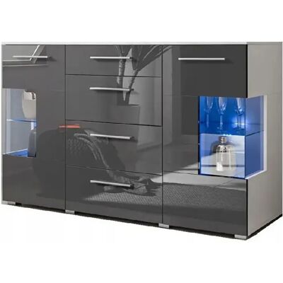 Tendance DUSINE Bahut Buffet - Crystal Gris LED - Publicité Tendance DUSINE Bahut Buffet - Crystal Gris LED - Publicité