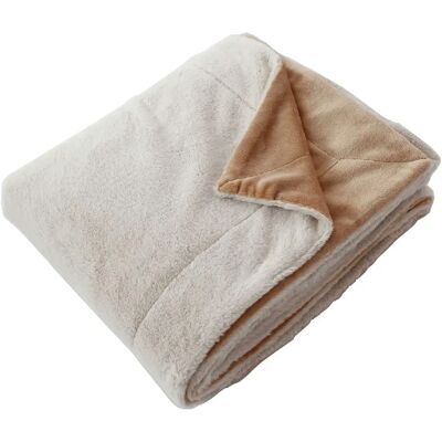Toilinux Couverture AZURA douce 2 tons et flanelle - 220 x 180 cm - Beige - Publicité Toilinux Couverture AZURA douce 2 tons et flanelle - 220 x 180 cm - Beige - Publicité