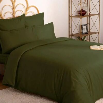 Housse de Couette Atmosphera Vert Caqui - 240x220cm - Publicité Housse de Couette Atmosphera Vert Caqui - 240x220cm - Publicité