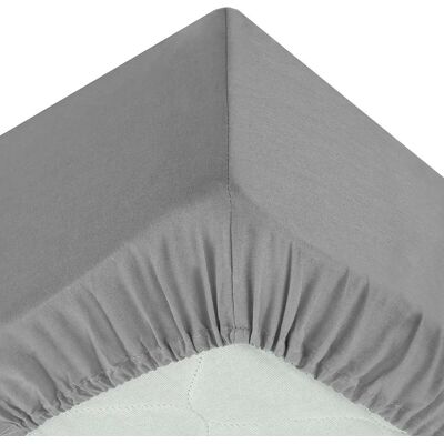 ATMOSPHERA Drap Housse 2 Personnes Percale 160x200cm Gris - Publicité ATMOSPHERA Drap Housse 2 Personnes Percale 160x200cm Gris - Publicité