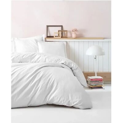 Ensemble de literie en satin de coton blanc - 220x240cm housse de couette + 2 taies - Publicité Ensemble de literie en satin de coton blanc - 220x240cm housse de couette + 2 taies - Publicité