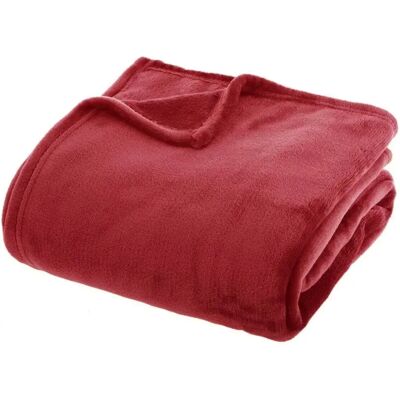 Pegane Plaid couverture en flanelle coloris Rouge - Longueur 230 x largeur 180 - Publicité Pegane Plaid couverture en flanelle coloris Rouge - Longueur 230 x largeur 180 - Publicité