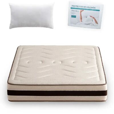 Dream&Co Pack Oreiller 2x75 +Protège-matelas 150+ Matelas Visco Haut de Gamme 150x190, 26 cm, HYPNA - Publicité Dream&Co Pack Oreiller 2x75 +Protège-matelas 150+ Matelas Visco Haut de Gamme 150x190, 26 cm, HYPNA - Publicité
