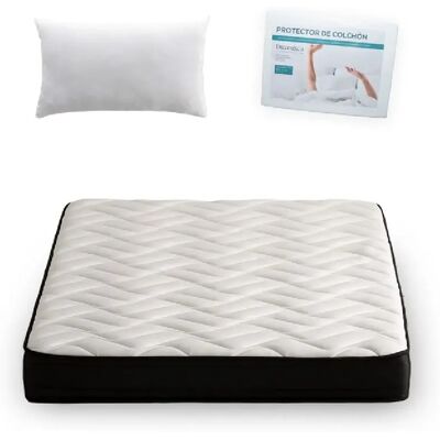 Dream&Co Pack Oreiller Fibre 2x75 + Protège-matelas Coton 150 + Matelas Visco 150x190, 21 cm, BAKU - Publicité Dream&Co Pack Oreiller Fibre 2x75 + Protège-matelas Coton 150 + Matelas Visco 150x190, 21 cm, BAKU - Publicité