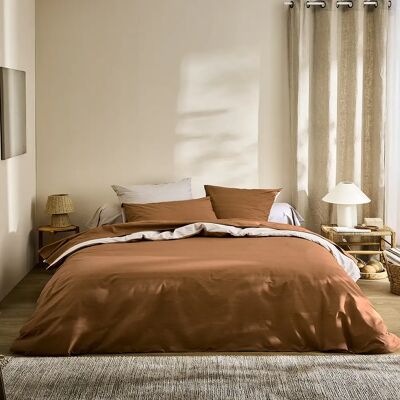 Origin Parure de lit en Viscose de bambou - 240 x 220 cm - Lin/Caramel - Publicité Origin Parure de lit en Viscose de bambou - 240 x 220 cm - Lin/Caramel - Publicité