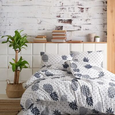 Home Collection Parure housse de couette 3pcs 240x220cm 100%coton 55fils night white - Publicité Home Collection Parure housse de couette 3pcs 240x220cm 100%coton 55fils night white - Publicité