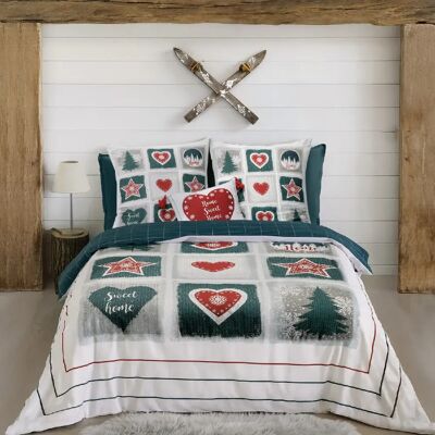Les Ateliers du Linge Parure housse de couette 100%coton 3pcs home sweet home - Publicité Les Ateliers du Linge Parure housse de couette 100%coton 3pcs home sweet home - Publicité
