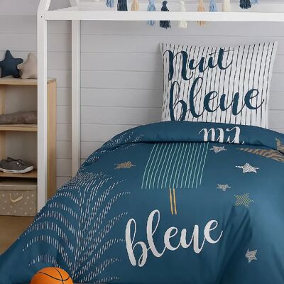 Les Ateliers du Linge Parure housse de couette 2pcs 140x200cm 100%coton 47fils nuit bleue - Publicité Les Ateliers du Linge Parure housse de couette 2pcs 140x200cm 100%coton 47fils nuit bleue - Publicité