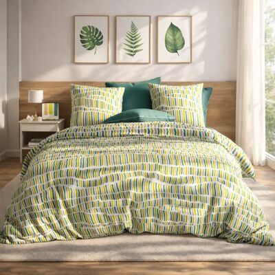 Les Ateliers du Linge Parure de housse de couette 100%coton 57fils flava green - Publicité Les Ateliers du Linge Parure de housse de couette 100%coton 57fils flava green - Publicité