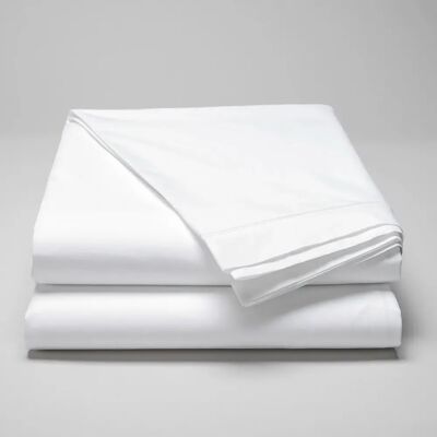 Cotton & Co Drap plat en percale de coton 160 fils avec bourdon horizontal - Publicité Cotton & Co Drap plat en percale de coton 160 fils avec bourdon horizontal - Publicité