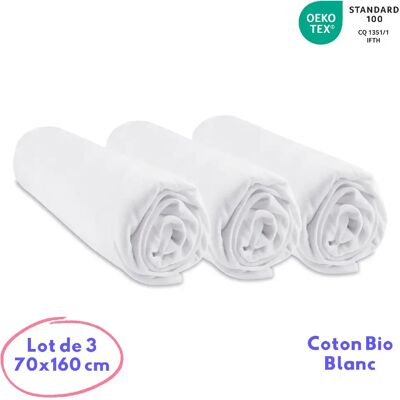 Ensemble de Draps en Coton Biologique Easy Dort 70x160cm - Blanc - Publicité Ensemble de Draps en Coton Biologique Easy Dort 70x160cm - Blanc - Publicité