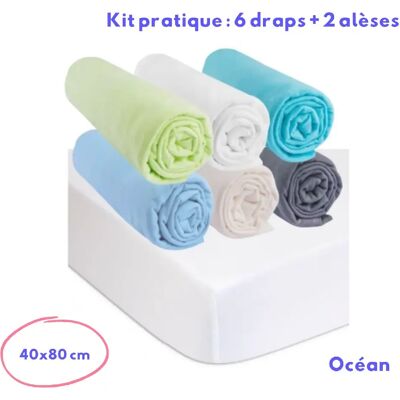 EASY DORT Drap housse 40x80 OCÉAN Coton (Lot de 6) + 2 Protèges-matelas - Publicité EASY DORT Drap housse 40x80 OCÉAN Coton (Lot de 6) + 2 Protèges-matelas - Publicité