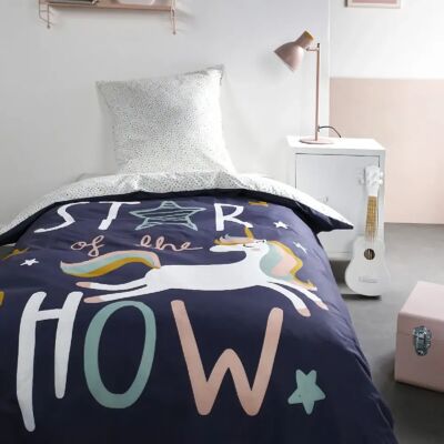 Today Parure de couette 140 x 200 "Star of the Show" Réversible 100% Coton / 57 Fils/cm² - Publicité Today Parure de couette 140 x 200 "Star of the Show" Réversible 100% Coton / 57 Fils/cm² - Publicité
