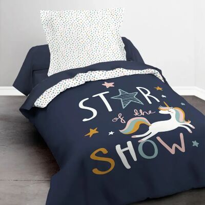 Today Parure de couette 140 x 200 "Star of the show" Réversible 100% Coton / 57 Fils/cm² - Publicité Today Parure de couette 140 x 200 "Star of the show" Réversible 100% Coton / 57 Fils/cm² - Publicité
