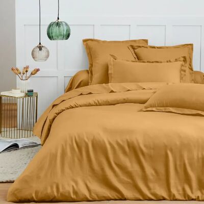 Parure de draps 4 pièces "Premium" pour lit 140 x 190 cm Miel Coton Pur - Publicité Parure de draps 4 pièces "Premium" pour lit 140 x 190 cm Miel Coton Pur - Publicité