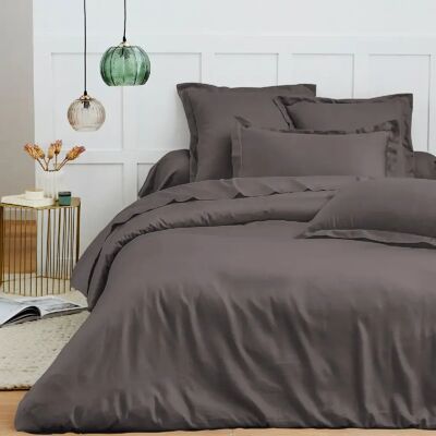 Parure de draps 4 pièces "Premium" pour lit 140 x 190 cm Ardoise Coton Pur - Publicité Parure de draps 4 pièces "Premium" pour lit 140 x 190 cm Ardoise Coton Pur - Publicité