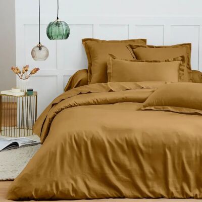 Parure de draps 4 pièces "Premium" pour lit 140 x 190 cm Caramel Coton Pur - Publicité Parure de draps 4 pièces "Premium" pour lit 140 x 190 cm Caramel Coton Pur - Publicité