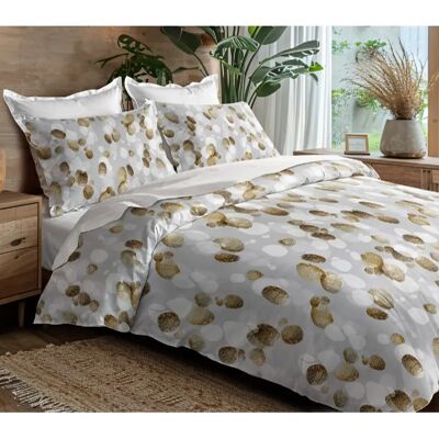 Parure de draps 4P "Louna" lit 140 x 190 Galet Gold Coton Pur - Publicité Parure de draps 4P "Louna" lit 140 x 190 Galet Gold Coton Pur - Publicité
