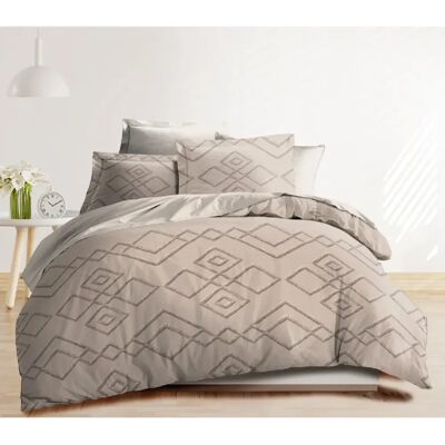 Parure de draps 4P "Louna" lit 140 x 190 Losange Relief Coton Pur - Publicité Parure de draps 4P "Louna" lit 140 x 190 Losange Relief Coton Pur - Publicité