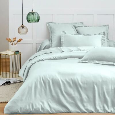 Parure de draps 4 pièces "Premium" pour lit 140 x 190 cm Menthe Coton Pur - Publicité Parure de draps 4 pièces "Premium" pour lit 140 x 190 cm Menthe Coton Pur - Publicité