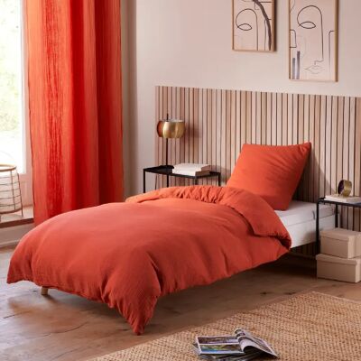 Coton Pur Parure de draps 3 pièces "Noah" Gaze de Coton pour lit 1 Place - Publicité Coton Pur Parure de draps 3 pièces "Noah" Gaze de Coton pour lit 1 Place - Publicité