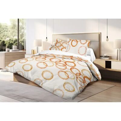 Parure de draps 4P "Louna" lit 140 x 190 Circle Orange Coton Pur - Publicité Parure de draps 4P "Louna" lit 140 x 190 Circle Orange Coton Pur - Publicité