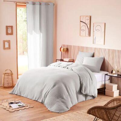 Coton Pur Parure de draps 4 pièces "Noah" Gaze de Coton pour lit 2 Places 160 cm - Publicité Coton Pur Parure de draps 4 pièces "Noah" Gaze de Coton pour lit 2 Places 160 cm - Publicité