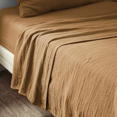 Housse De Rêve Drap plat 240x300 cm Gaze de coton Camel - Publicité Housse De Rêve Drap plat 240x300 cm Gaze de coton Camel - Publicité