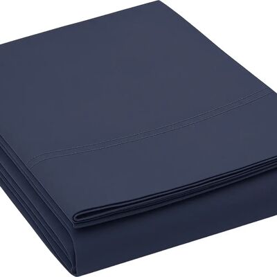 Housse De Rêve Drap plat 265x300 cm Satin de Coton Bleu Marine - Publicité Housse De Rêve Drap plat 265x300 cm Satin de Coton Bleu Marine - Publicité