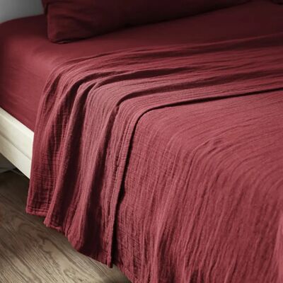 Housse De Rêve - Drap Plat 270x300 - Gaze de coton - Lie de vin - Sheet - Publicité Housse De Rêve - Drap Plat 270x300 - Gaze de coton - Lie de vin - Sheet - Publicité