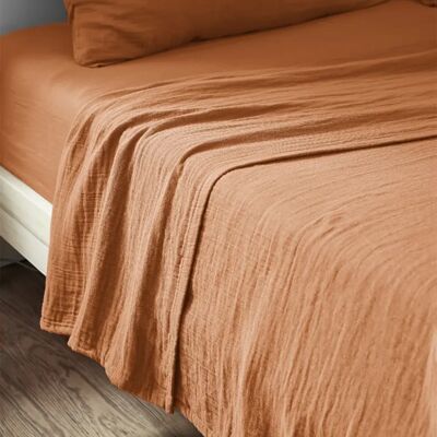 Housse De Rêve Drap plat 270x300 cm Gaze de Coton Terra Abricot - Publicité Housse De Rêve Drap plat 270x300 cm Gaze de Coton Terra Abricot - Publicité