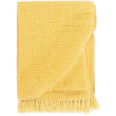 vidaXL Couverture en coton jaune moutarde 160x210 cm - Plaid - Publicité vidaXL Couverture en coton jaune moutarde 160x210 cm - Plaid - Publicité