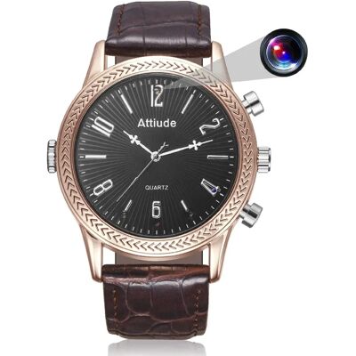 Montre Caméra Espion Full HD 1080p Bracelet Cuir Vision Nuit Détection Mouvement - 32 Go - Or - Yonis - Publicité Montre Caméra Espion Full HD 1080p Bracelet Cuir Vision Nuit Détection Mouvement - 32 Go - Or - Yonis - Publicité