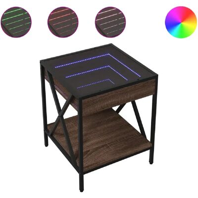 Decoshop26 Table de chevet miroir LED - Chêne - Publicité Decoshop26 Table de chevet miroir LED - Chêne - Publicité