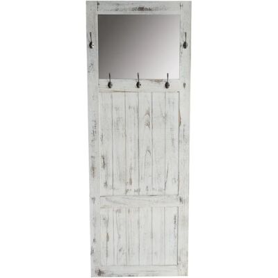 Decoshop26 Porte-manteau mural avec miroir - Blanc - Publicité Decoshop26 Porte-manteau mural avec miroir - Blanc - Publicité