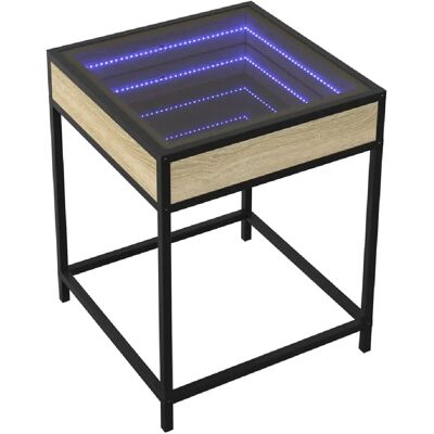 Decoshop26 Table de chevet avec miroir LED - Chêne - Publicité Decoshop26 Table de chevet avec miroir LED - Chêne - Publicité