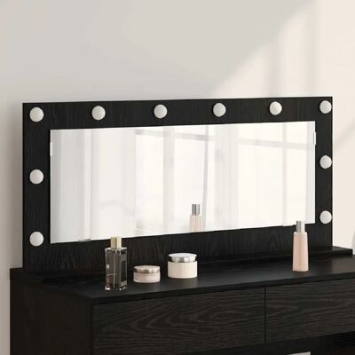 Miroir en Bois Noir VidaXL - Salle de Bain avec Éclairage LED - Publicité Miroir en Bois Noir VidaXL - Salle de Bain avec Éclairage LED - Publicité