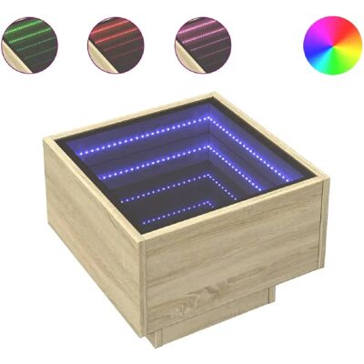 Decoshop26 Table de chevet avec miroir LED - Chêne clair - Publicité Decoshop26 Table de chevet avec miroir LED - Chêne clair - Publicité