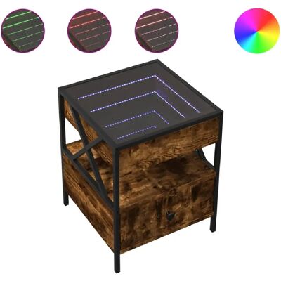 Decoshop26 Table de chevet avec miroir LED - Marron - Publicité Decoshop26 Table de chevet avec miroir LED - Marron - Publicité