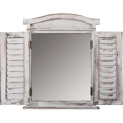 Decoshop26 Miroir mural forme fenêtre avec volets 53x42x5cm en bois blanc vieilli 04_0005485 - Publicité Decoshop26 Miroir mural forme fenêtre avec volets 53x42x5cm en bois blanc vieilli 04_0005485 - Publicité