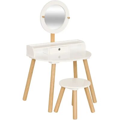 Pegane Coiffeuse enfant avec miroir - Blanc - Publicité Pegane Coiffeuse enfant avec miroir - Blanc - Publicité