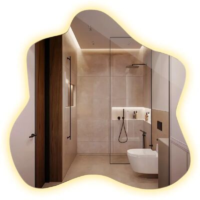 Tulup Miroir LED organique mural - Blanc - Publicité Tulup Miroir LED organique mural - Blanc - Publicité